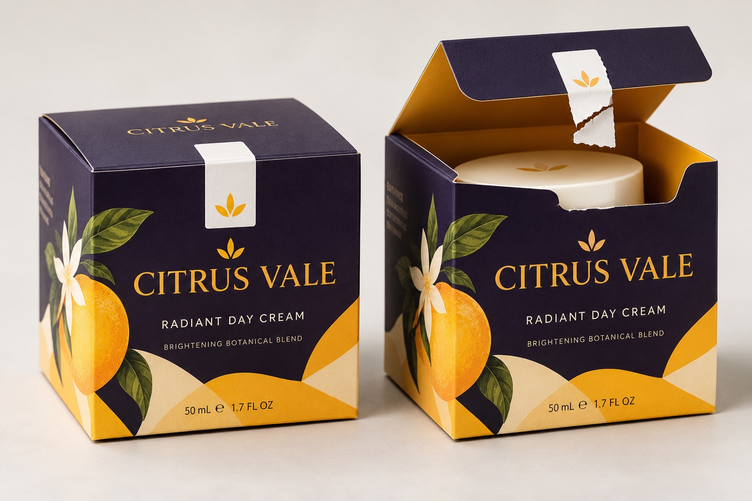 Illustrative fictional CITRUS VALE packaging concept