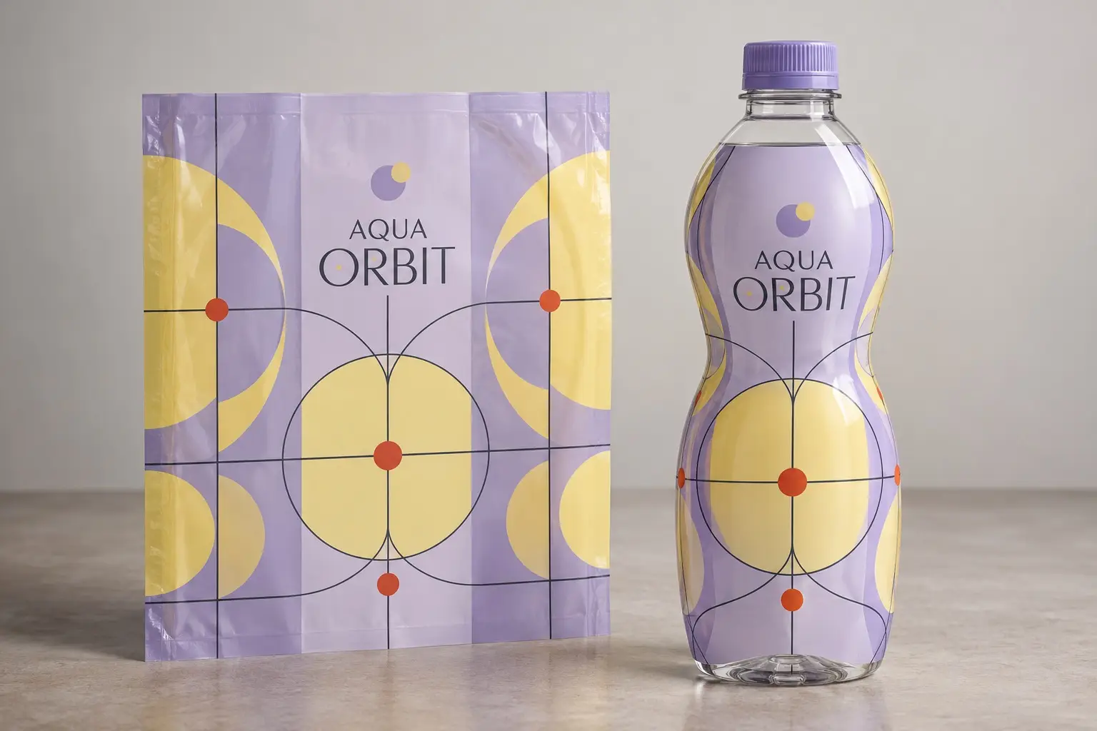 Illustrative fictional AQUA ORBIT packaging concept