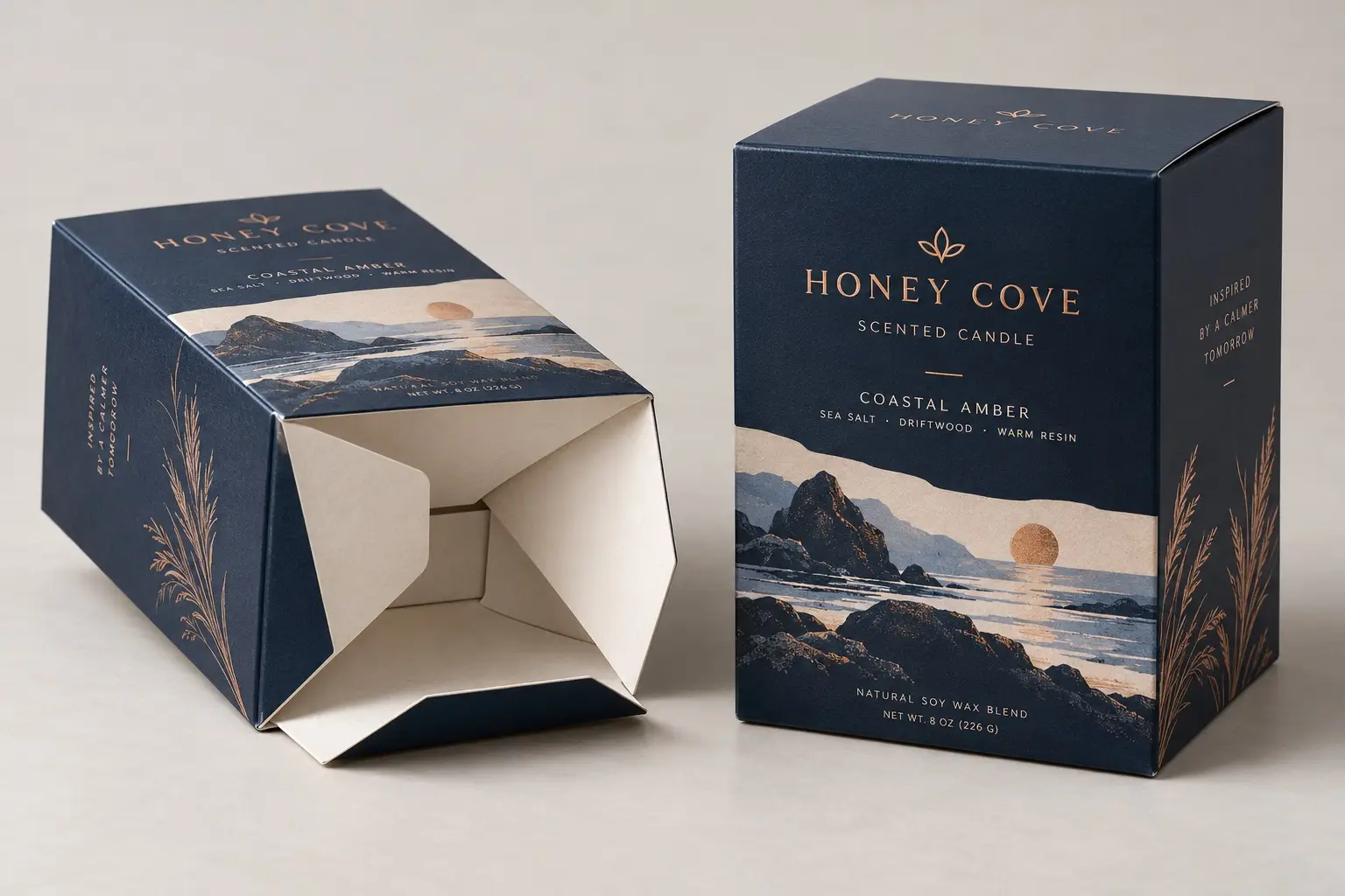 Illustrative fictional HONEY COVE packaging concept