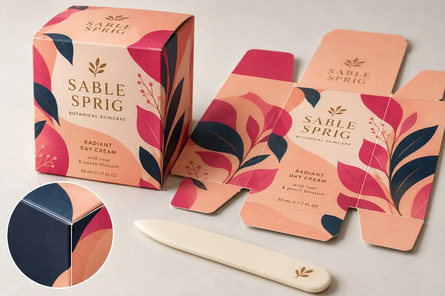 Illustrative fictional SABLE SPRIG packaging concept