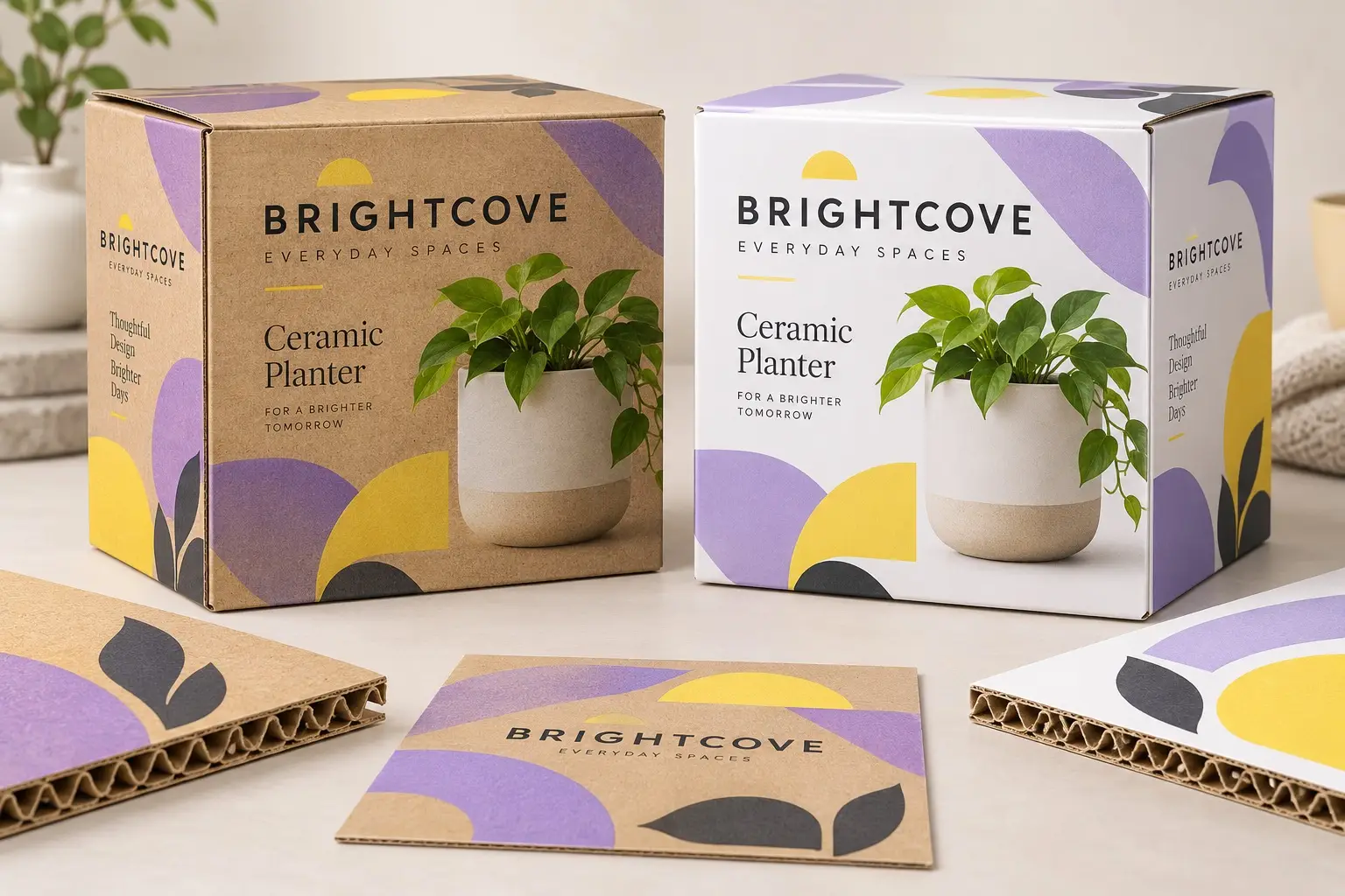 Illustrative packaging concept: Direct Print vs. Litho-Mounted Corrugated Boxes