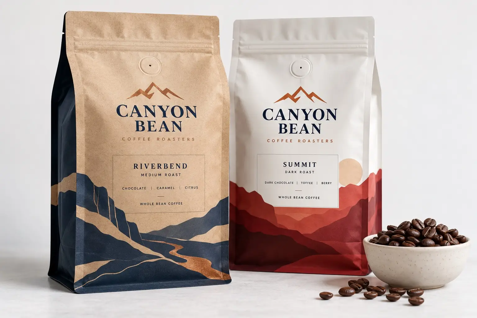 Illustrative packaging concept: Custom Coffee Bags: Valves, Format, and Print Brief