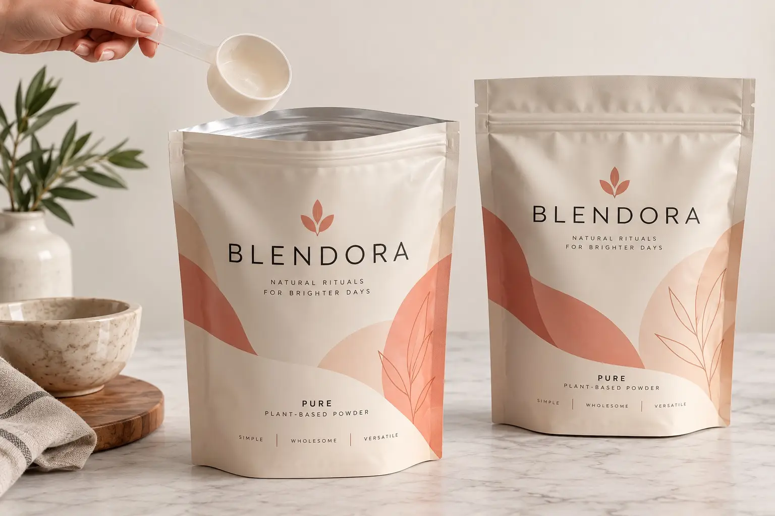 Illustrative fictional BLENDORA packaging concept