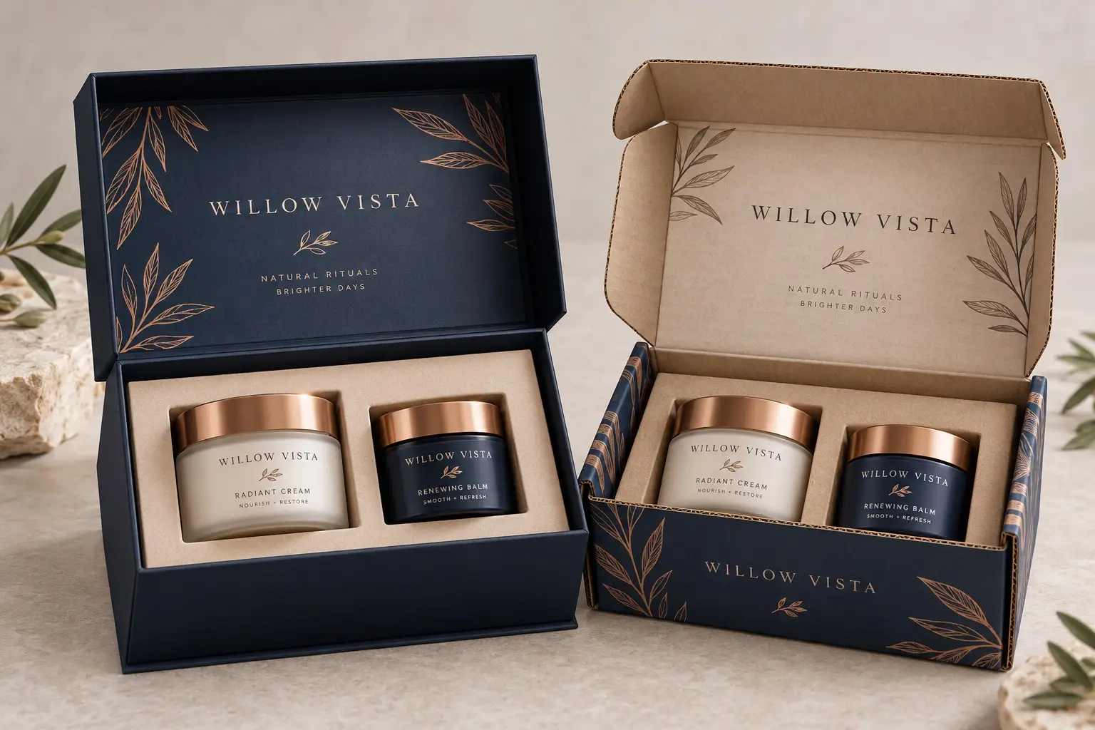 Illustrative fictional WILLOW VISTA packaging concept