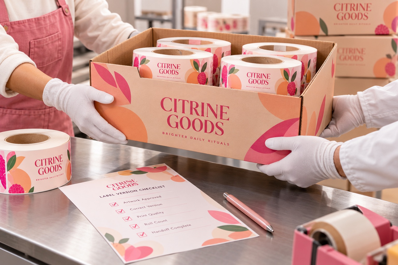 Illustrative packaging concept: Co-Packer Label Handoffs: Artwork, Rolls, and Version Control